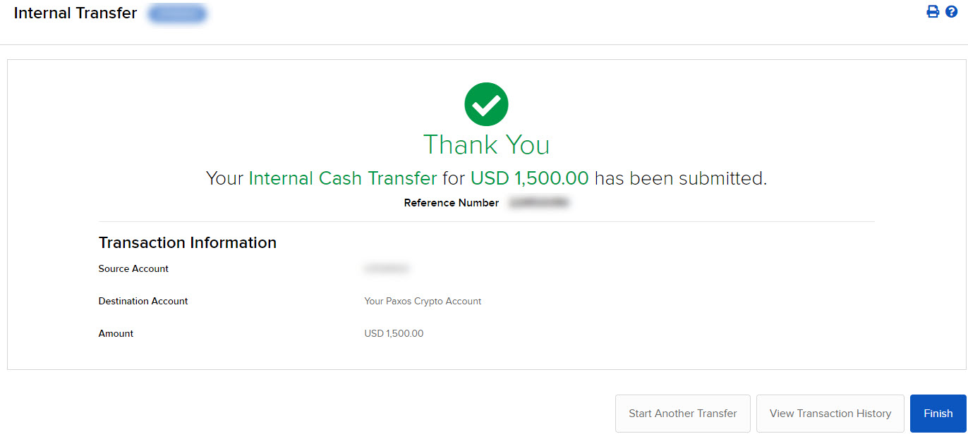 The crypto transfer submitted in portal. 
